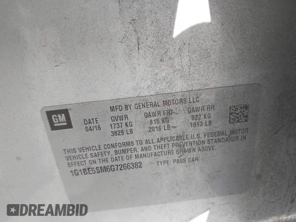 2016 Chevrolet Cruze LT z VIN 1G1BE5SM6G7266382, wystawiony jako IAAI lot #43297841 z przebiegiem 182 239 mil mil oraz . Historia ofert i sprzedaży dostępna na DreamBid. Obrazek 9.