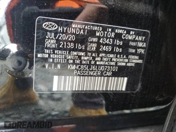 2020 Hyundai Ioniq Limited с VIN KMHC85LJ6LU073101, выставлен на аукционе Copart как лот 72736564 с пробегом 27 145 миль миль и Списание • Salvage title. История ставок и продаж доступна на DreamBid. Изображение 12.
