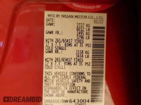 ✅ 2022 Nissan Frontier SV • VIN: 1N6ED1EJ9NN643004 • Lot: 86834595. Listed on Copart with 37,089 mi. Free auction sales archive from the USA and detailed vehicle history report at DreamBid. Image 13.