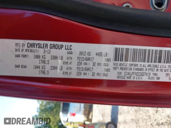 ✅ 2012 Jeep Patriot Latitude • VIN: 1C4NJPFA2CD627419 • Lot: 42973369. Listed on IAAI with 231,372 mi. Free auction sales archive from the USA and detailed vehicle history report at DreamBid. Image 9.