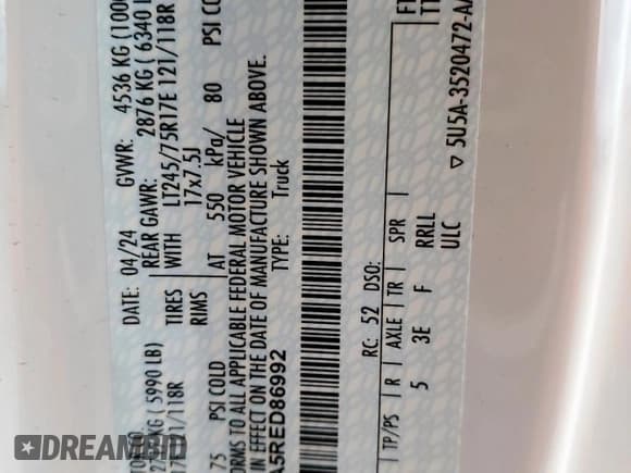 ✅ 2024 Ford F-250 XL • VIN: 1FT7X2BA5RED86992 • Лот: 63311245. Опубликован ранее на Copart с пробегом 18 603 миль. Бесплатный доступ к архиву аукционных продаж из США и подробный отчёт об истории автомобиля на DreamBid. Изображение 12.