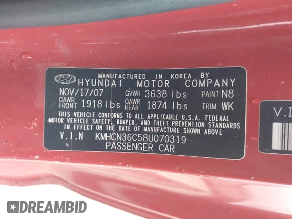 ✅ 2008 Hyundai Accent SE • VIN: KMHCN36C58U070319 • Лот: 42010544. Опубликован ранее на IAAI с пробегом 118 487 миль. Бесплатный доступ к архиву аукционных продаж из США и подробный отчёт об истории автомобиля на DreamBid. Изображение 9.