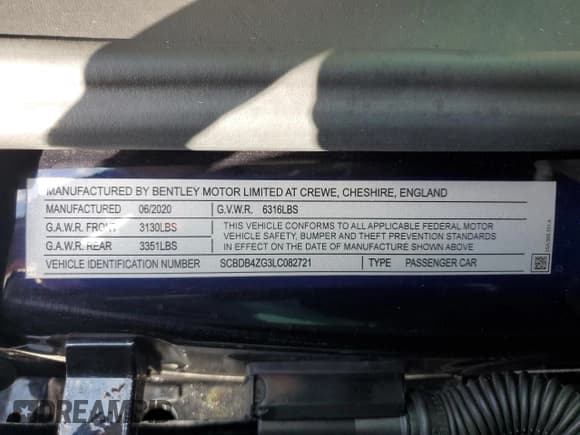 ✅ 2020 Bentley Continental GT GT • VIN: SCBDB4ZG3LC082721 • Лот: 81566295. Опубликован ранее на Copart с пробегом 24 949 миль. Бесплатный доступ к архиву аукционных продаж из США и подробный отчёт об истории автомобиля на DreamBid. Изображение 12.