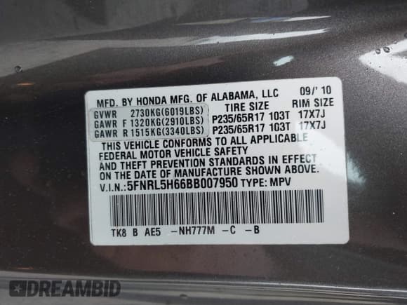 ✅ 2011 Honda Odyssey EX-L • VIN: 5FNRL5H66BB007950 • Lot: 43560233. Wystawiony na IAAI z przebiegiem 191 500 mil. Bezpłatny archiwum sprzedaży aukcyjnych z USA i szczegółowy raport historii pojazdu na DreamBid. Zdjęcie 9.
