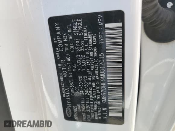 ✅ 2021 Hyundai Palisade Calligraphy • VIN: KM8R7DHE9MU312015 • Лот: 88792735. Опубликован ранее на Copart с пробегом 55 811 миль. Бесплатный доступ к архиву аукционных продаж из США и подробный отчёт об истории автомобиля на DreamBid. Изображение 14.