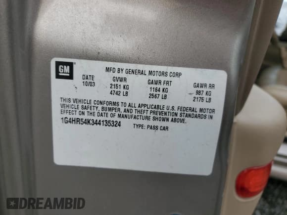 ✅ 2004 Buick LeSabre Limited • VIN: 1G4HR54K344135324 • Lot: 91038225. Wystawiony na Copart z przebiegiem Nie podano. Bezpłatny archiwum sprzedaży aukcyjnych z USA i szczegółowy raport historii pojazdu na DreamBid. Zdjęcie 13.