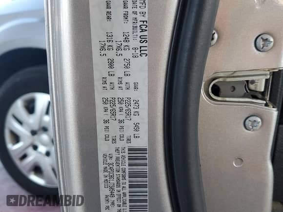 2018 Dodge Journey SXT с VIN 3C4PDCBG1JT505449, выставлен на аукционе Copart как лот 85292405 с пробегом 96 749 миль миль и Списание • Salvage title. История ставок и продаж доступна на DreamBid. Изображение 14.