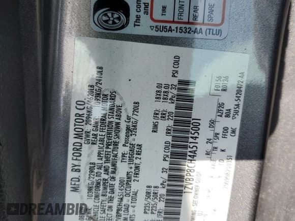 ✅ 2010 Ford Mustang GT • VIN: 1ZVBP8CH4A5145001 • Lot: 82693445. Listed on Copart with 140,930 mi. Free auction sales archive from the USA and detailed vehicle history report at DreamBid. Image 12.