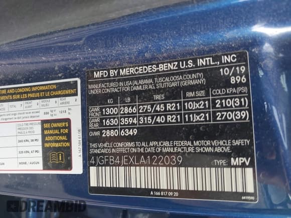 ✅ 2020 Mercedes-Benz GLE 350 • VIN: 4JGFB4JEXLA122039 • Lot: 42587697. Wystawiony na IAAI z przebiegiem 83 631 mil. Bezpłatny archiwum sprzedaży aukcyjnych z USA i szczegółowy raport historii pojazdu na DreamBid. Zdjęcie 9.