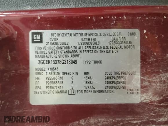 ✅ 2008 Chevrolet Silverado 1500 1LT • VIN: 3GCEK13378G218049 • Lot: 92248705. Listed on Copart with 128,128 mi. Free auction sales archive from the USA and detailed vehicle history report at DreamBid. Image 12.