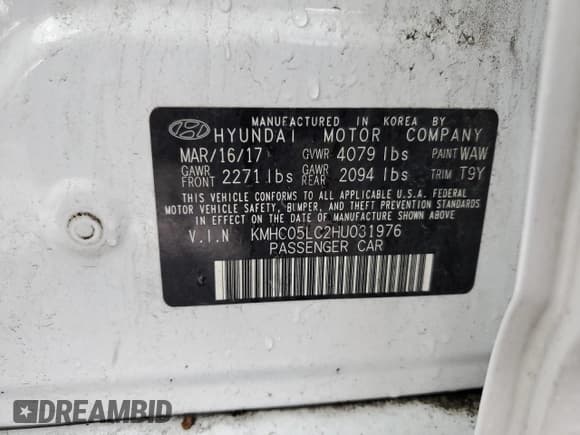 ✅ 2017 Hyundai Ioniq Limited • VIN: KMHC05LC2HU031976 • Lot: 64939925. Listed on Copart with 170,473 mi. Free auction sales archive from the USA and detailed vehicle history report at DreamBid. Image 12.