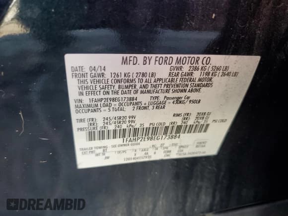 ✅ 2014 Ford Taurus SEL • VIN: 1FAHP2E98EG173884 • Лот: 93109525. Опубликован ранее на Copart с пробегом 165 334 миль. Бесплатный доступ к архиву аукционных продаж из США и подробный отчёт об истории автомобиля на DreamBid. Изображение 12.