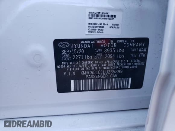 ✅ 2020 Hyundai Ioniq Blue • VIN: KMHC65LC1LU235899 • Lot: 66955164. Wystawiony na Copart z przebiegiem 82 475 mil. Bezpłatny archiwum sprzedaży aukcyjnych z USA i szczegółowy raport historii pojazdu na DreamBid. Zdjęcie 14.