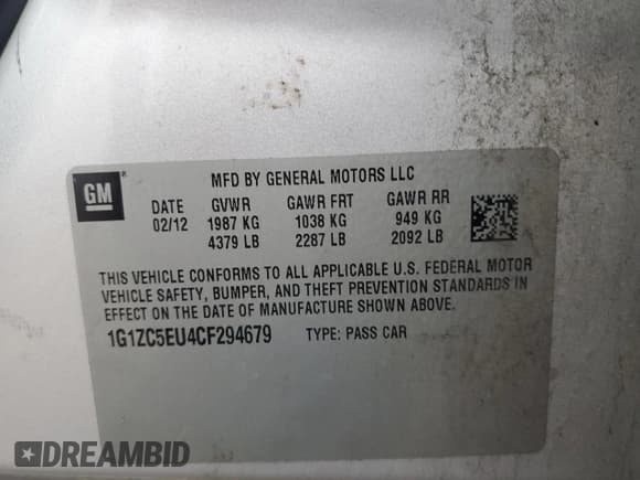 ✅ 2012 Chevrolet Malibu 1LT • VIN: 1G1ZC5EU4CF294679 • Lot: 79551214. Wystawiony na Copart z przebiegiem 213 298 mil. Bezpłatny archiwum sprzedaży aukcyjnych z USA i szczegółowy raport historii pojazdu na DreamBid. Zdjęcie 12.