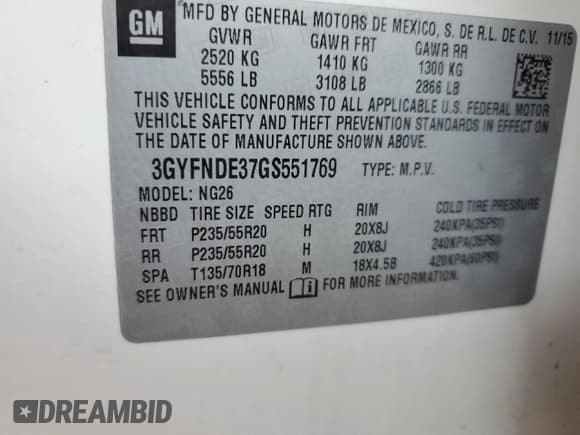 ✅ 2016 Cadillac SRX Premium Collection • VIN: 3GYFNDE37GS551769 • Lot: 69224115. Wystawiony na Copart z przebiegiem 113 338 mil. Bezpłatny archiwum sprzedaży aukcyjnych z USA i szczegółowy raport historii pojazdu na DreamBid. Zdjęcie 13.