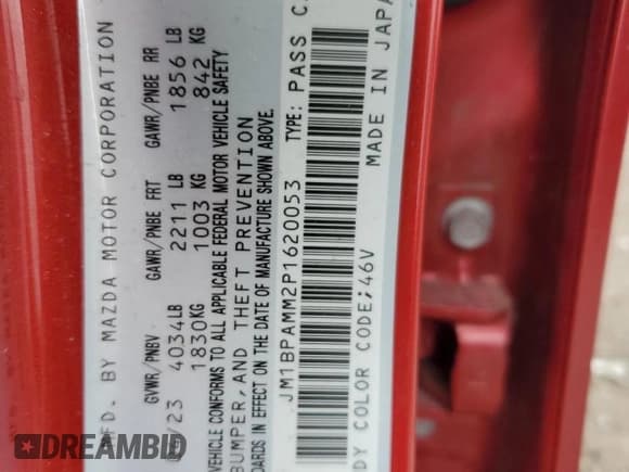 ✅ 2023 Mazda 3 S Premium • VIN: JM1BPAMM2P1620053 • Lot: 48054975. Listed on Copart with 9,254 mi. Free auction sales archive from the USA and detailed vehicle history report at DreamBid. Image 12.