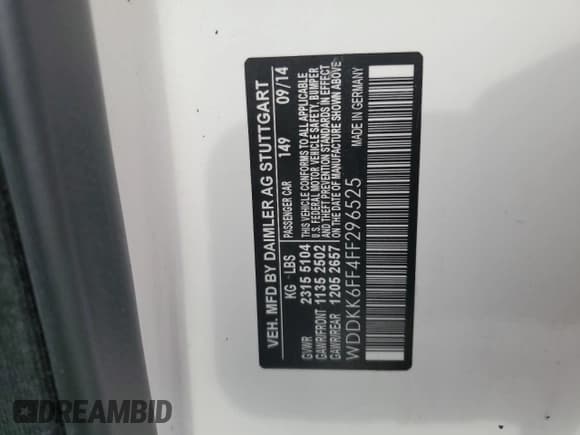 ✅ 2015 Mercedes-Benz E 400 • VIN: WDDKK6FF4FF296525 • Lot: 64789285. Listed on Copart with 128,203 mi. Free auction sales archive from the USA and detailed vehicle history report at DreamBid. Image 14.