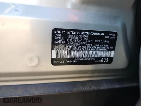 ✅ 2024 Mitsubishi Outlander SEL • VIN: JA4J3WA87RZ054949 • Lot: 80995865. Wystawiony na Copart z przebiegiem 31 293 mil. Bezpłatny archiwum sprzedaży aukcyjnych z USA i szczegółowy raport historii pojazdu na DreamBid. Zdjęcie 14.