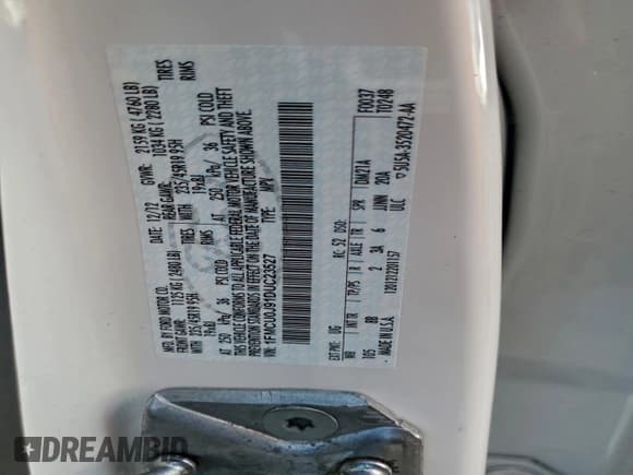 ✅ 2013 Ford Escape Titanium • VIN: 1FMCU0J91DUC23527 • Lot: 93670585. Listed on Copart with 106,636 mi. Free auction sales archive from the USA and detailed vehicle history report at DreamBid. Image 13.