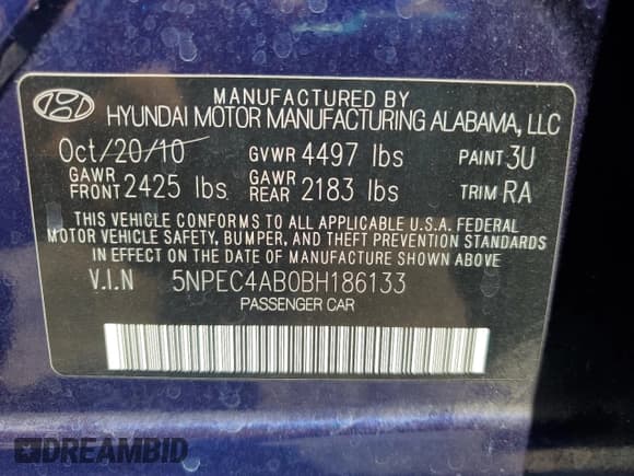 ✅ 2011 Hyundai Sonata SE • VIN: 5NPEC4AB0BH186133 • Лот: 67773844. Опубликован ранее на Copart с пробегом 66 305 миль. Бесплатный доступ к архиву аукционных продаж из США и подробный отчёт об истории автомобиля на DreamBid. Изображение 12.