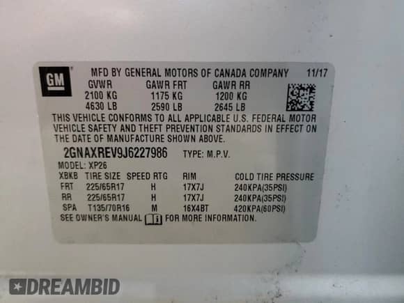 2018 Chevrolet Equinox LS с VIN 2GNAXREV9J6227986, выставлен на аукционе Copart как лот 89443525 с пробегом 98 497 миль миль и Чистый • Clean title. История ставок и продаж доступна на DreamBid. Изображение 13.