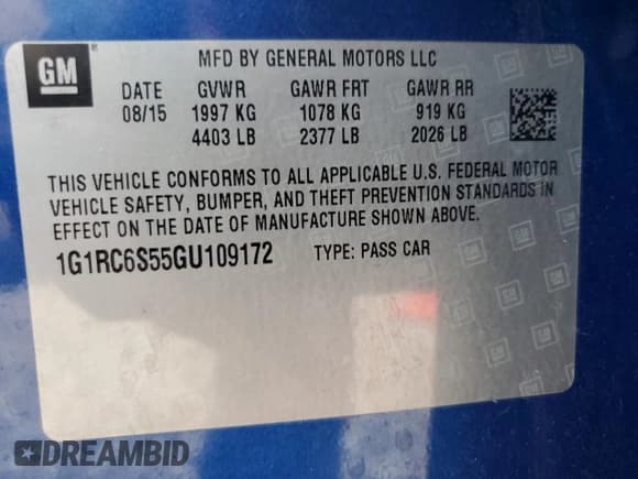 ✅ 2016 Chevrolet Volt LT • VIN: 1G1RC6S55GU109172 • Lot: 53316834. Wystawiony na Copart z przebiegiem 91 118 mil. Bezpłatny archiwum sprzedaży aukcyjnych z USA i szczegółowy raport historii pojazdu na DreamBid. Zdjęcie 12.