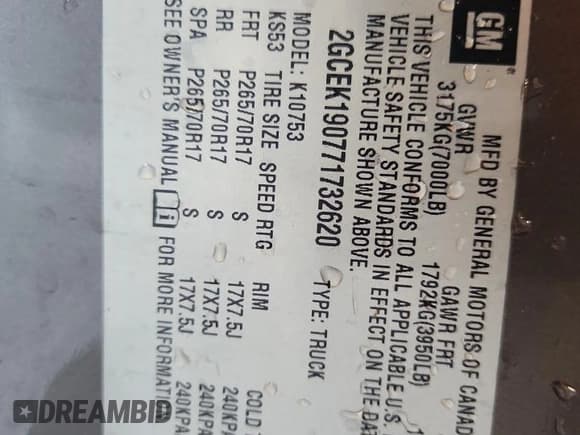 ✅ 2007 Chevrolet Silverado 1500 1LT • VIN: 2GCEK190771732620 • Lot: 80702055. Listed on Copart with 180,512 mi. Free auction sales archive from the USA and detailed vehicle history report at DreamBid. Image 13.