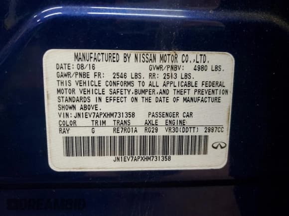 ✅ 2017 Infiniti Q50 Sport • VIN: JN1EV7APXHM731358 • Lot: 81736115. Listed on Copart with 64,443 mi. Free auction sales archive from the USA and detailed vehicle history report at DreamBid. Image 12.