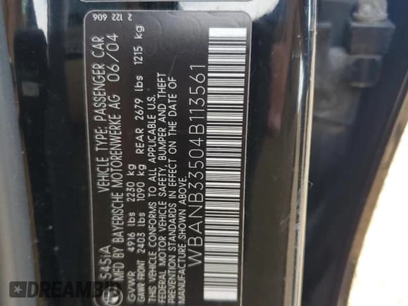 ✅ 2004 BMW 5 Series 545i • VIN: WBANB33504B113561 • Лот: 61608835. Опубликован ранее на Copart с пробегом 170 069 миль. Бесплатный доступ к архиву аукционных продаж из США и подробный отчёт об истории автомобиля на DreamBid. Изображение 12.