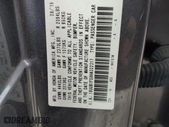 ✅ 2017 Acura TLX Technology • VIN: 19UUB1F5XHA002317 • Lot: 91042895. Listed on Copart with 121,656 mi. Free auction sales archive from the USA and detailed vehicle history report at DreamBid. Image 12.