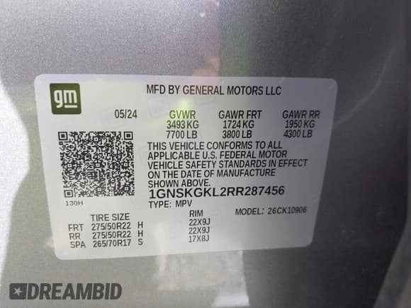 ✅ 2024 Chevrolet Suburban High Country • VIN: 1GNSKGKL2RR287456 • Lot: 43437134. Wystawiony na IAAI z przebiegiem 29 046 mil. Bezpłatny archiwum sprzedaży aukcyjnych z USA i szczegółowy raport historii pojazdu na DreamBid. Zdjęcie 9.