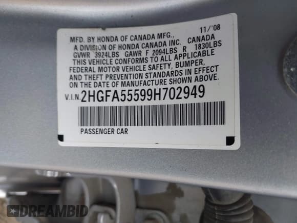 ✅ 2009 Honda Civic Si • VIN: 2HGFA55599H702949 • Lot: 43428138. Listed on IAAI with 126,933 mi. Free auction sales archive from the USA and detailed vehicle history report at DreamBid. Image 9.