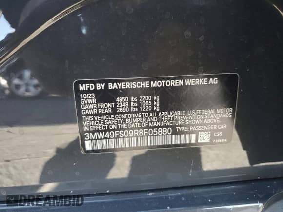 2024 BMW 3 Series M340i z VIN 3MW49FS09R8E05880, wystawiony jako Copart lot #87534695 z przebiegiem 18 033 mil mil oraz Szkoda całkowita • Salvage title. Historia ofert i sprzedaży dostępna na DreamBid. Obrazek 14.