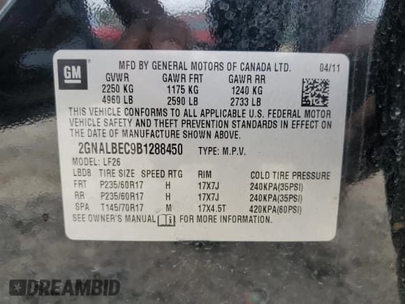 ✅ 2011 Chevrolet Equinox LS • VIN: 2GNALBEC9B1288450 • Лот: 67200304. Опубликован ранее на Copart с пробегом 186 385 миль. Бесплатный доступ к архиву аукционных продаж из США и подробный отчёт об истории автомобиля на DreamBid. Изображение 15.