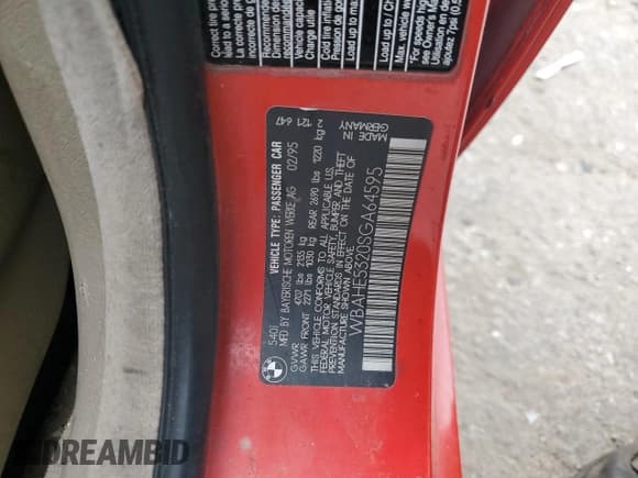 ✅ 1995 BMW 5 Series • VIN: WBAHE5320SGA64595 • Lot: 75528654. Listed on Copart with 175,703 mi. Free auction sales archive from the USA and detailed vehicle history report at DreamBid. Image 12.