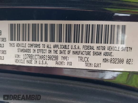 ✅ 2010 Dodge 1500 SLT • VIN: 1D7RB1CTXAS190298 • Lot: 43288713. Listed on IAAI with 211,302 mi. Free auction sales archive from the USA and detailed vehicle history report at DreamBid. Image 9.