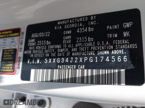 ✅ 2023 Kia K5 EX • VIN: 5XXG34J2XPG174566 • Lot: 42393454. Wystawiony na IAAI z przebiegiem 45 723 mil. Bezpłatny archiwum sprzedaży aukcyjnych z USA i szczegółowy raport historii pojazdu na DreamBid. Zdjęcie 9.