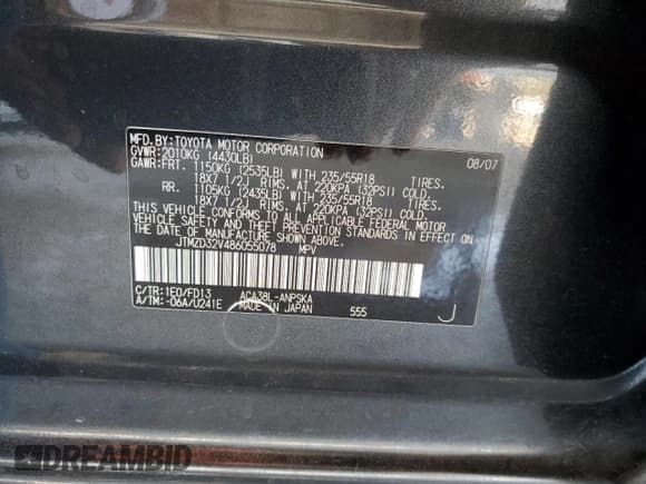 ✅ 2008 Toyota RAV4 Sport • VIN: JTMZD32V486055078 • Лот: 59717655. Опубликован ранее на Copart с пробегом 176 893 миль. Бесплатный доступ к архиву аукционных продаж из США и подробный отчёт об истории автомобиля на DreamBid. Изображение 12.