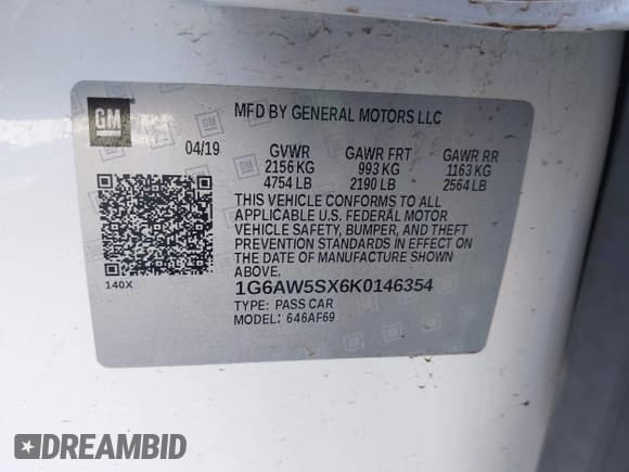 ✅ 2019 Cadillac CTS AWD • VIN: 1G6AW5SX6K0146354 • Лот: 41223868. Опубликован ранее на IAAI с пробегом 54 450 миль. Бесплатный доступ к архиву аукционных продаж из США и подробный отчёт об истории автомобиля на DreamBid. Изображение 9.