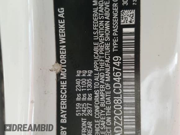 ✅ 2020 BMW 8 Series 840i • VIN: WBADZ2C08LCD46749 • Лот: 87447135. Опубликован ранее на Copart с пробегом Не указан. Бесплатный доступ к архиву аукционных продаж из США и подробный отчёт об истории автомобиля на DreamBid. Изображение 12.