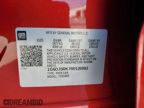 ✅ 2024 Cadillac CT4 Luxury • VIN: 1G6DJ5RK7R0120992 • Lot: 46761164. Wystawiony na Copart z przebiegiem Nie podano. Bezpłatny archiwum sprzedaży aukcyjnych z USA i szczegółowy raport historii pojazdu na DreamBid. Zdjęcie 12.