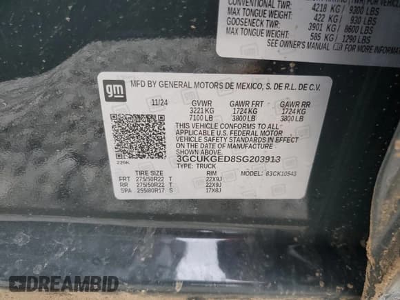 ✅ 2025 Chevrolet Silverado 1500 • VIN: 3GCUKGED8SG203913 • Lot: 53358535. Listed on Copart with Not provided. Free auction sales archive from the USA and detailed vehicle history report at DreamBid. Image 12.