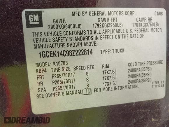 ✅ 2008 Chevrolet Silverado 1500 Work Truck • VIN: 1GCEK14C98Z222814 • Lot: 42217398. Listed on IAAI with 259,873 mi. Free auction sales archive from the USA and detailed vehicle history report at DreamBid. Image 9.