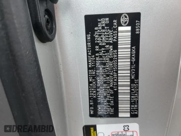 ✅ 2005 Toyota Solara SLE • VIN: 4T1FA38P15U052856 • Lot: 91657135. Wystawiony na Copart z przebiegiem 99 092 mil. Bezpłatny archiwum sprzedaży aukcyjnych z USA i szczegółowy raport historii pojazdu na DreamBid. Zdjęcie 12.