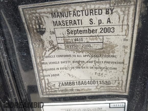 ✅ 2004 Maserati Spyder • VIN: ZAMBB18A640011530 • Лот: 42167264. Опубликован ранее на IAAI с пробегом 73 817 миль. Бесплатный доступ к архиву аукционных продаж из США и подробный отчёт об истории автомобиля на DreamBid. Изображение 9.