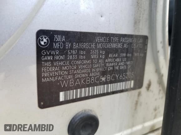✅ 2011 BMW 7 Series 750Li • VIN: WBAKB8C52BCY65205 • Lot: 66827495. Wystawiony na Copart z przebiegiem 96 168 mil. Bezpłatny archiwum sprzedaży aukcyjnych z USA i szczegółowy raport historii pojazdu na DreamBid. Zdjęcie 13.