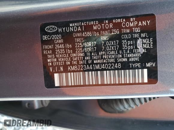 ✅ 2021 Hyundai Tucson SE • VIN: KM8J23A41MU402248 • Лот: 82282115. Опубликован ранее на Copart с пробегом 79 156 миль. Бесплатный доступ к архиву аукционных продаж из США и подробный отчёт об истории автомобиля на DreamBid. Изображение 12.