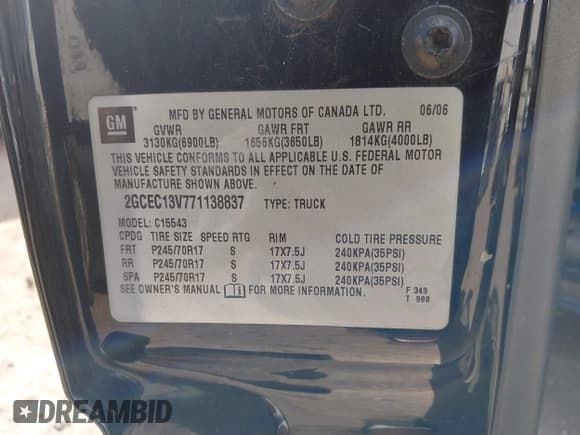 ✅ 2007 Chevrolet Silverado 1500 LS • VIN: 2GCEC13V771138837 • Lot: 43663949. Wystawiony na IAAI z przebiegiem 220 682 mil. Bezpłatny archiwum sprzedaży aukcyjnych z USA i szczegółowy raport historii pojazdu na DreamBid. Zdjęcie 9.