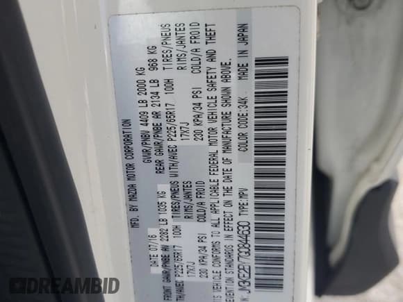 ✅ 2016 Mazda CX-5 Sport • VIN: JM3KE2BY7G0844630 • Lot: 69092095. Wystawiony na Copart z przebiegiem 162 663 mil. Bezpłatny archiwum sprzedaży aukcyjnych z USA i szczegółowy raport historii pojazdu na DreamBid. Zdjęcie 12.