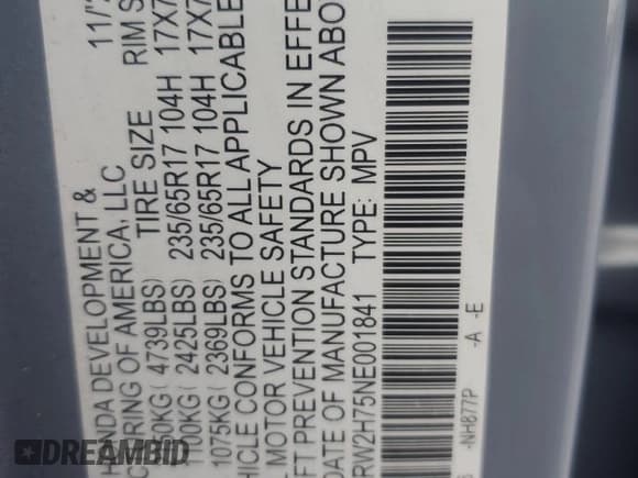 ✅ 2022 Honda CR-V Special Edition • VIN: 7FARW2H75NE001841 • Lot: 81928575. Listed on Copart with Not provided. Free auction sales archive from the USA and detailed vehicle history report at DreamBid. Image 13.